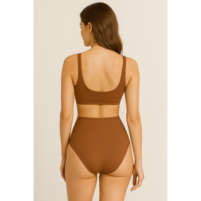 Brncy Kahverengi SculptFit Yüksek Bel & Toparlayıcı & Şekillendirici Bikini Altı
