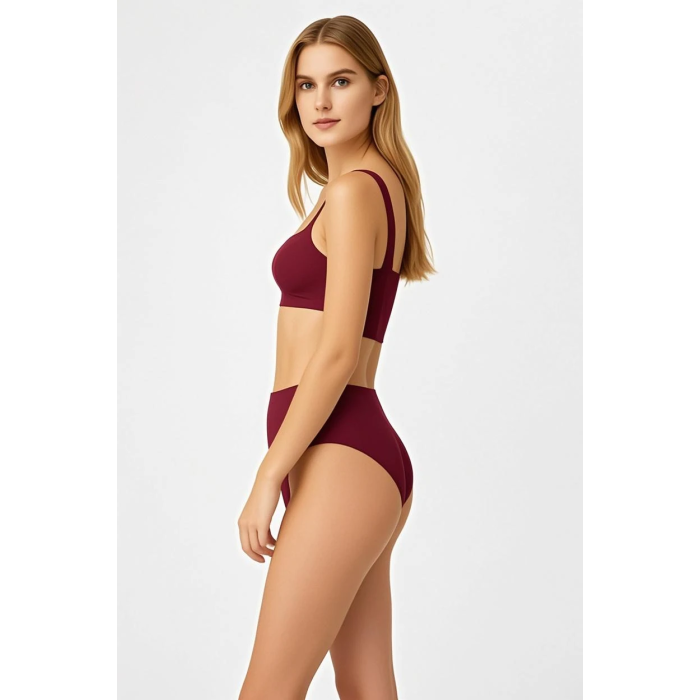Brncy Bordo SculptFit Yüksek Bel & Toparlayıcı & Şekillendirici Bikini Altı