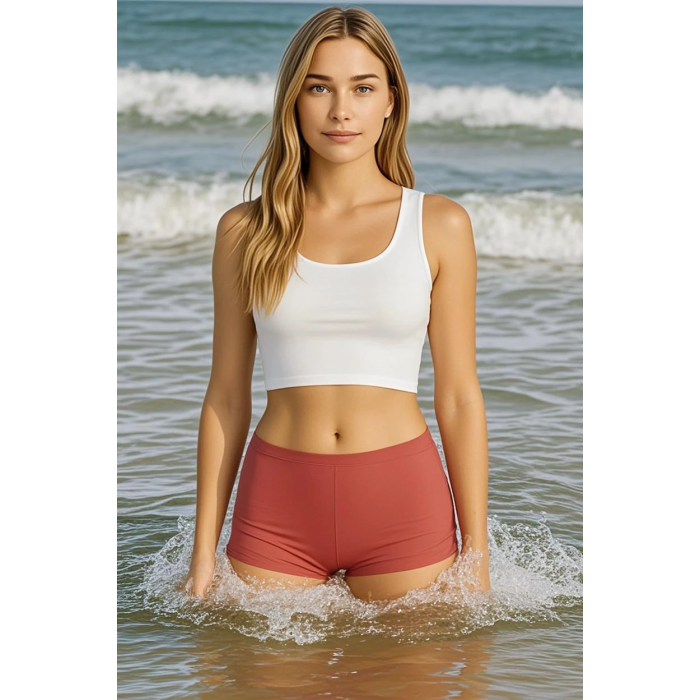 Brncy Gül Kurusu Kadın Toparlayıcı Şort Bikini Altı Deniz Şortu