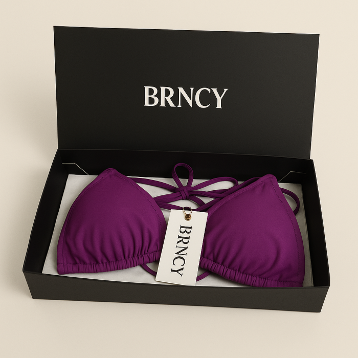 BRNCY Kadın Mürdüm Üçgen Bikini Takımı Ayarlanabilir Bağlamalı Üst Ve Alt