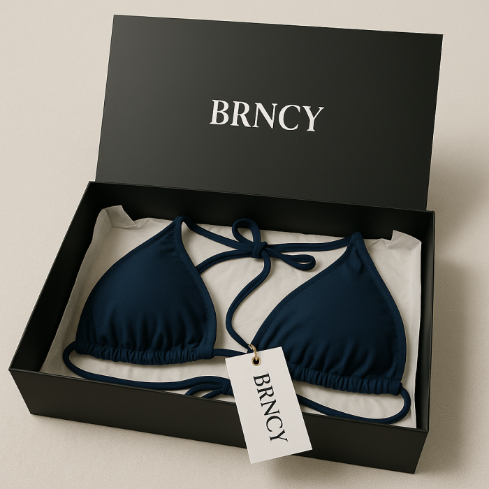 BRNCY Kadın Lacivert Üçgen Bikini Takımı Ayarlanabilir Bağlamalı Üst Ve Alt