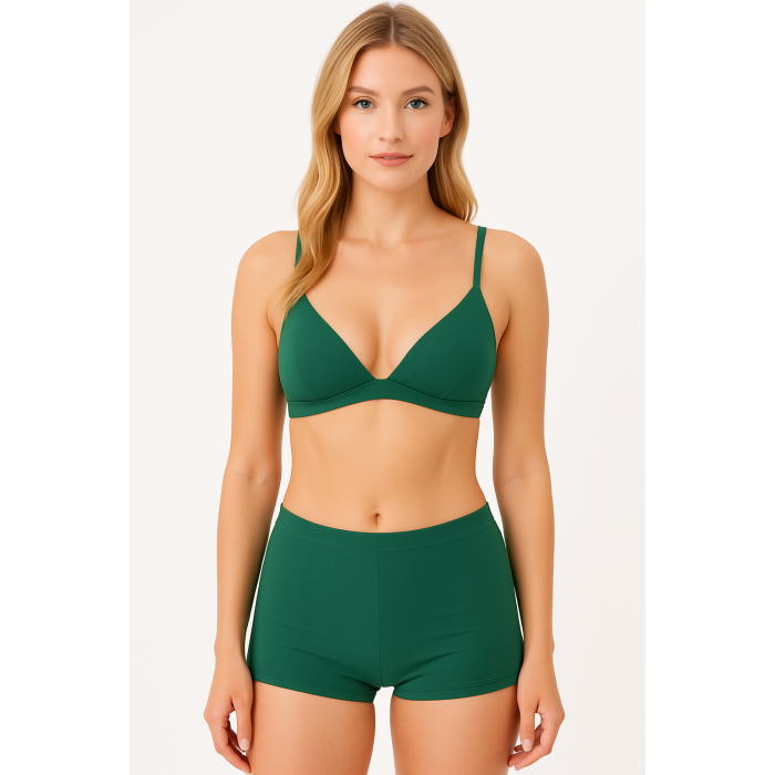 Brncy Yeşil Kadın Toparlayıcı Şort Bikini Altı Deniz Şortu