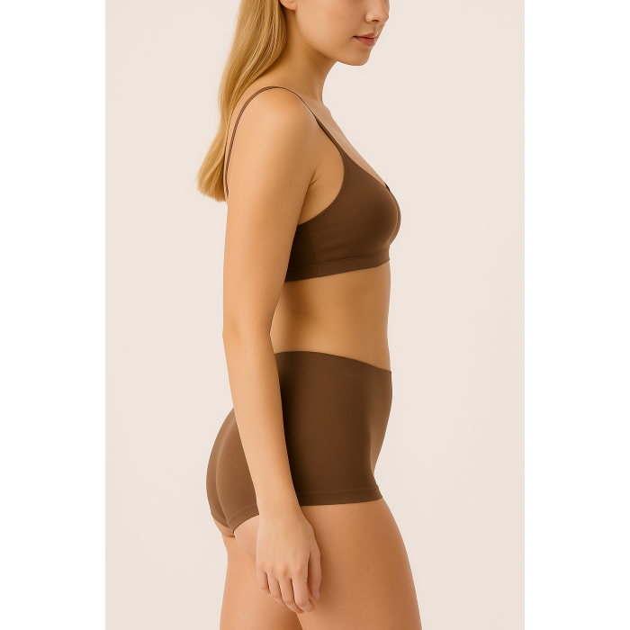 Brncy Kahve Kadın Toparlayıcı Şort Bikini Altı Deniz Şortu