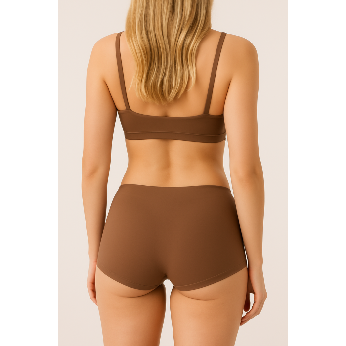 Brncy Kahve Kadın Toparlayıcı Şort Bikini Altı Deniz Şortu