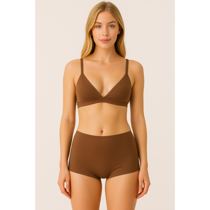 Brncy Kahve Kadın Toparlayıcı Şort Bikini Altı Deniz Şortu