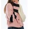 Kadın Oversize Pembe Kolları Renkli Hırka