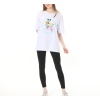 Beyaz Mickey Donald Baskılı Oversize Tshirt