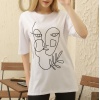 Beyaz Kadın Yüzü Baskılı Oversize Tshirt