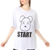 Beyaz Start Baskılı Oversize  Tshirt