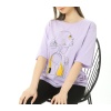 Topuzlu Kadın Baskılı Oversize Tshirt
