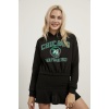 Chıcago Baskılı Şardonlu Crop Bayan Sweat Siyah