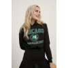 Chıcago Baskılı Şardonlu Crop Bayan Sweat Siyah
