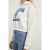 Baskılı Şardonlu  Crop Bayan Sweat Ekru
