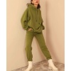 Şardonlu 3 İplik Basen Boy Kadın Kapüşonlu Sweatshirt Yeşil