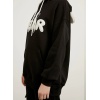Kapüşonlu Şardonlu Nakışlı Kulaklı Sweatshirt Siyah