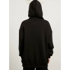 Kapüşonlu Şardonlu Nakışlı Kulaklı Sweatshirt Siyah