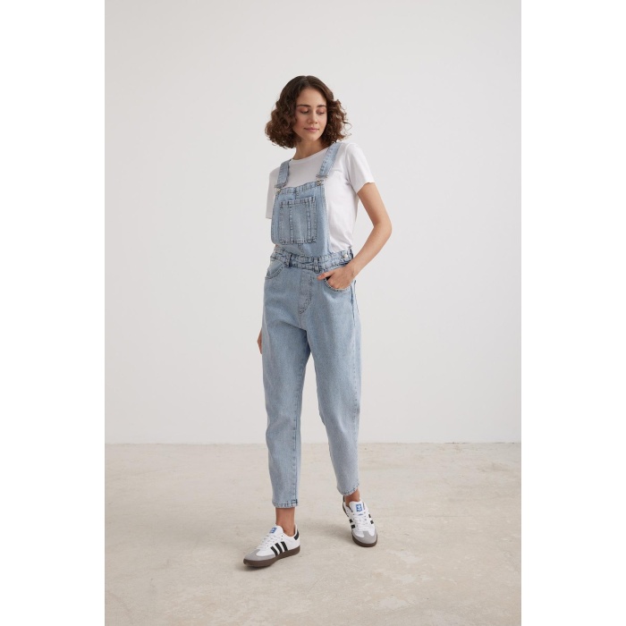 Kadın Denim Uzun Salopet Açık Mavi