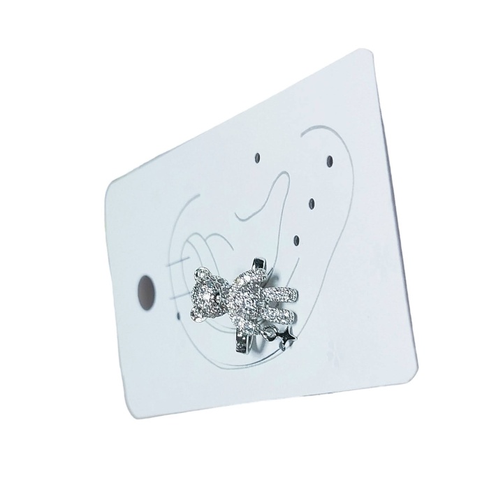 Earcuff Çelik Zirkon Taşlı Teddy Model Gümüş Renk Kıkırdak Küpe