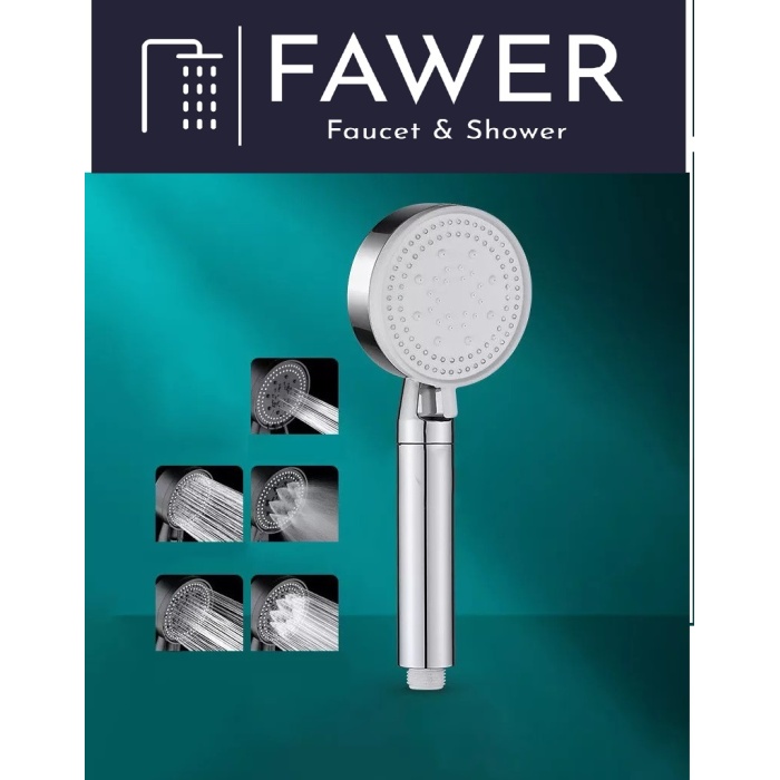 FAWER 5 Fonksiyonlu Krom Yüksek Basınçlı Ayarlanabilir Duş Başlığı El Duşu -4 ADET