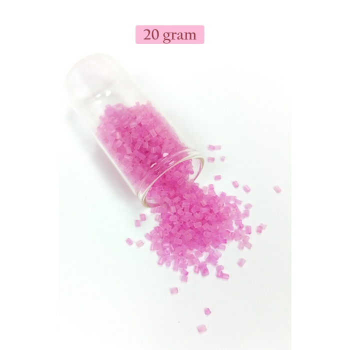 Kesme Cam Boncuk 2mm - 20 Gram - Şeffaf Mat Pembe -BNC329