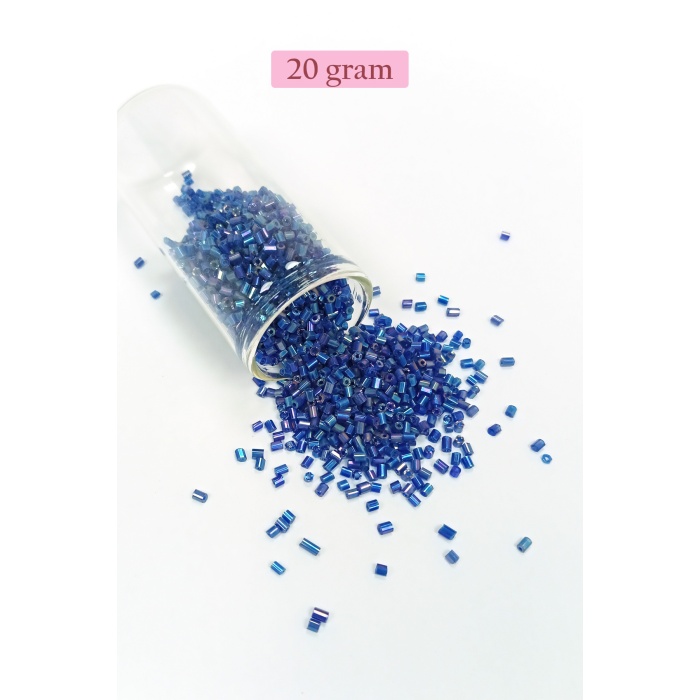 Kesme Cam Boncuk 2mm - 20 Gram - Koyu Mavi -BNC344