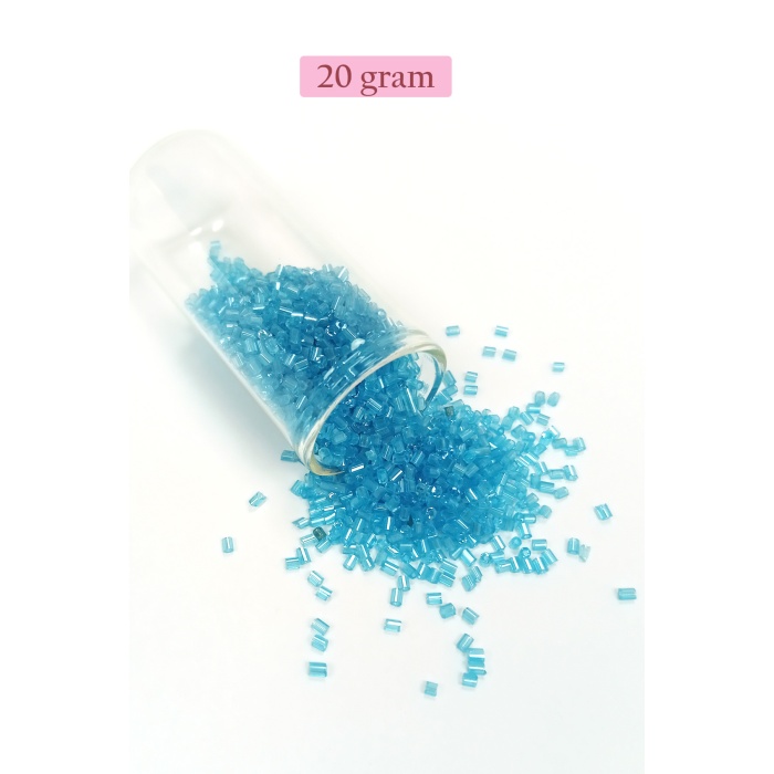 Kesme Cam Boncuk 2mm - 20 Gram - Şeffaf Turguaz -BNC349