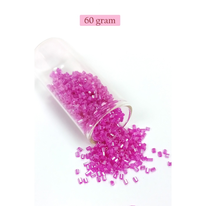 Kesme Cam Boncuk 2mm - 60 Gram - Şeffaf Fuşya - BNC363