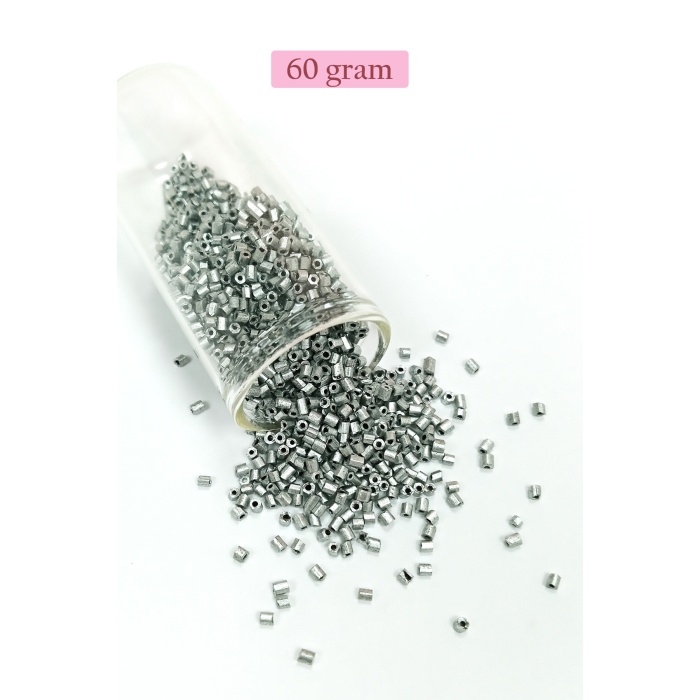 Kesme Cam Boncuk 2mm - 60 Gram - Mat Gümüş - BNC381