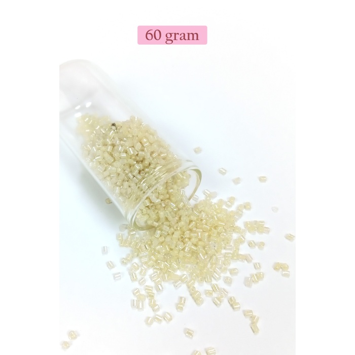 Kesme Cam Boncuk 2mm - 60 Gram - Şeffaf Krem - BNC387