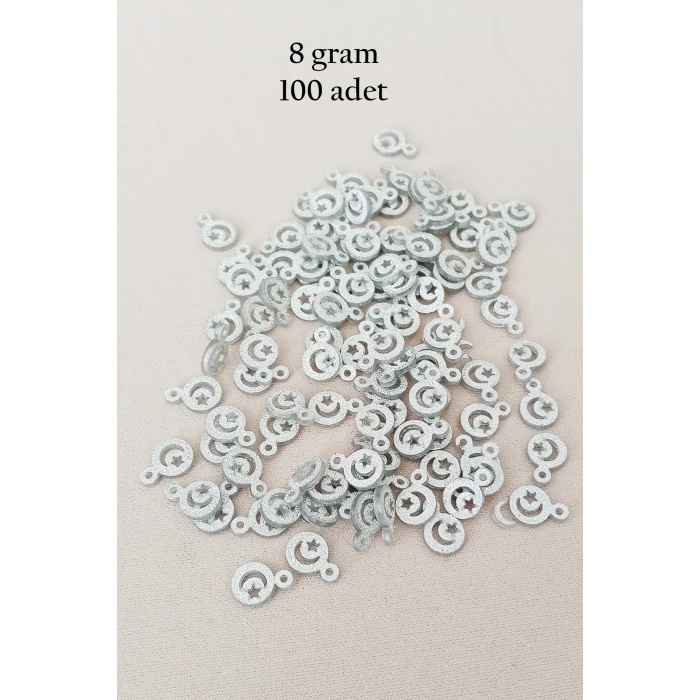 Oya Abiye Bileklik Kolye Pleksi Metalik Plastik Pul Gümüş Renk 8 gram 100 adet - BNC516
