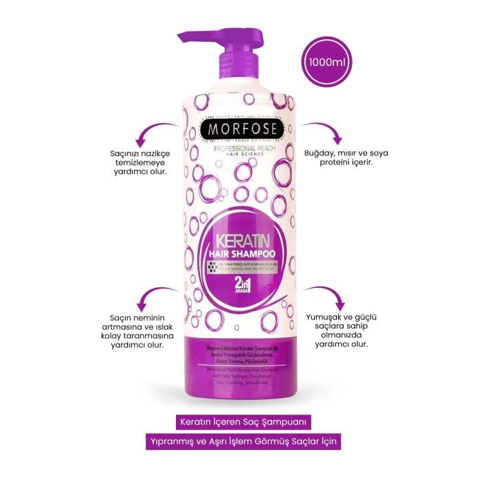 Morfose Keratin Şampuan 1000 ML - Besleyici Koruyucu Etki