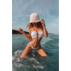 Brezilya Model Büzgülü Bağlamalı Bikini Altı Beyaz