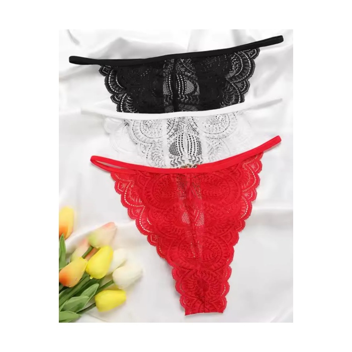 Dantelli Kadın iç Giyim  3 lü Tanga String