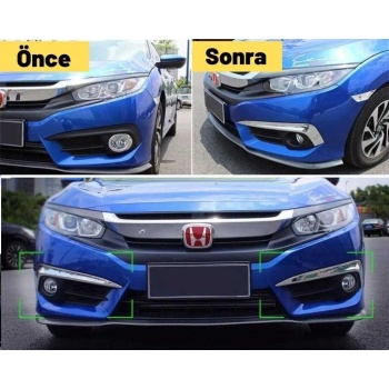 Honda Civic FC5 Krom sis Kaplaması (İTHAL) Sis Çerçevesi 2019+