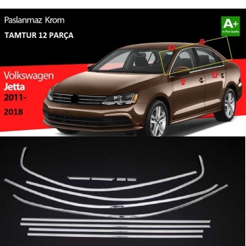 Vw Jetta 2011 - 2018 TAMTUR Krom Cam ÇItası / Çerçevesi