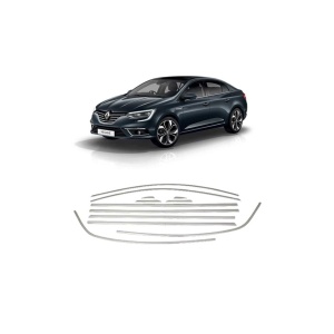 Renault Megane 4 Sedan 12 Parça Paslanmaz Krom Cam Çerçeve Çıta Seti