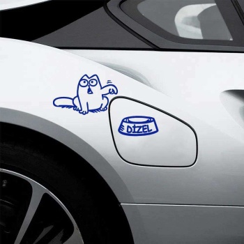 Kedi Dizel Yakıt Depo Kapak Sticker, Araba, Oto, Etiket, Tuning, Aksesuar, Modifiye, Arma, Mavi