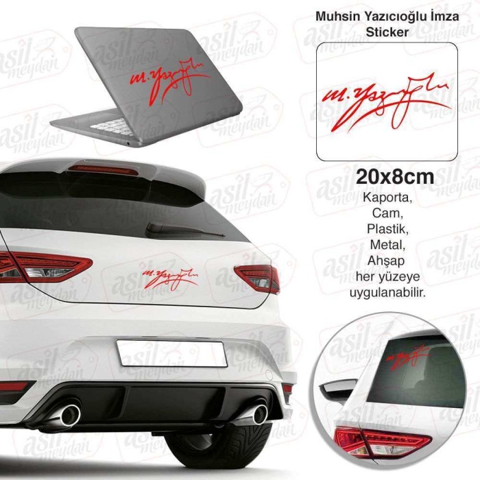 Muhsin Yazıcıoğlu İmzası Kırmızı Sticker, Araba, Etiket, Aksesuar, Tuning, Modifiye, Arma