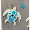 Dekoratif Duvar Süsü,  3Lü Mavi Çatlatmalı Kaplumbağa