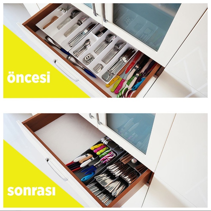 Çekmece İçi Dar Kaşıklık 5 Bölmeli, , Mutfak Çekmece Düzenleyici Kaşıklık
