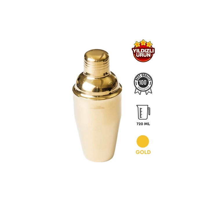 Klasik Kokteyl Shaker 720 ML Gold, Paslanmaz Çelik Kokteyl Shaker
