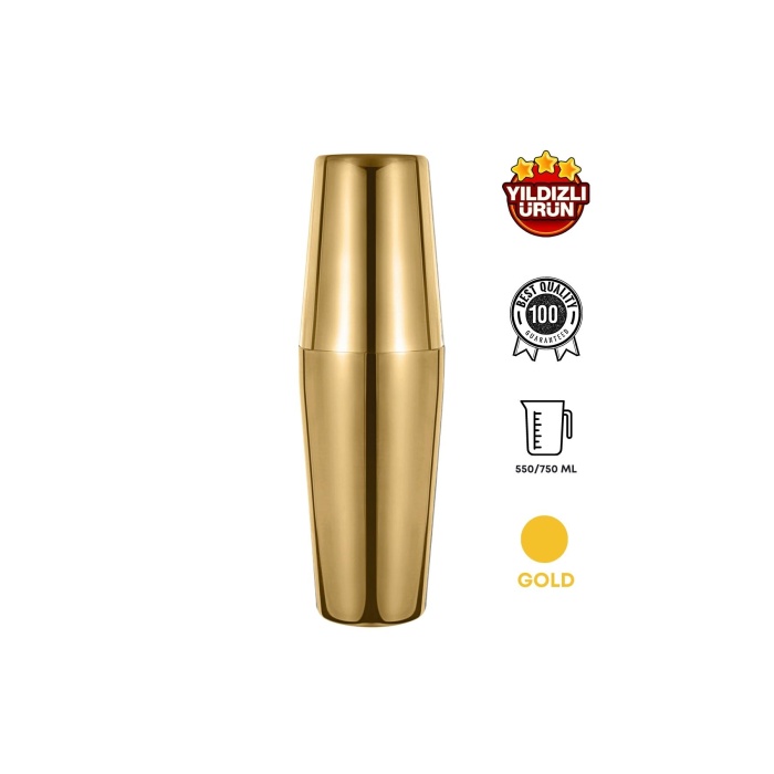 Boston Kokteyl Shaker 550/750 ML Gold, Paslanmaz Çelik Kokteyl Shaker