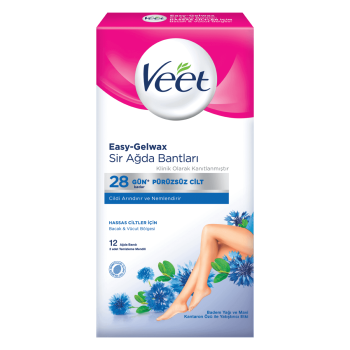 Veet Easy-Gelwax Sir Ağda Bantları Hassas Ciltler için 12 adet