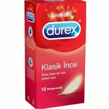 Durex Klasik İnce Prezervatif 12 Adet