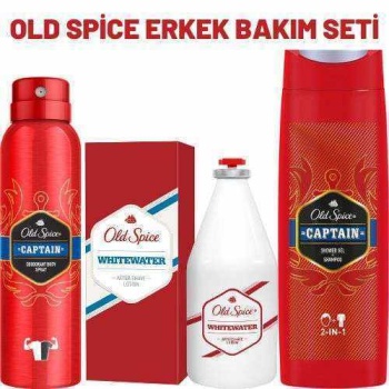 Old Spice Captain Deo Spray +White Water Tıraş Losyonu + Captain Duş Jeli