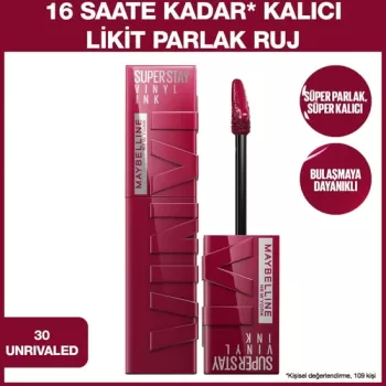 Maybelline New York Super Stay Vinyl Ink Uzun Süre Kalıcı Likit Parlak Ruj 30 Unrivaled