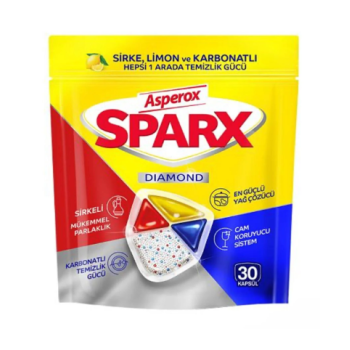 ASPEROX Sparx Bulaşık Makinesi Kapsül 30 Yıkama Yerli Üretim