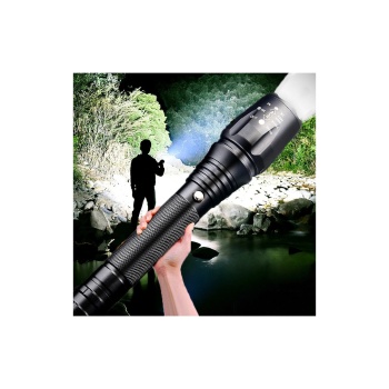RenkStore Hasuba 23.000 Lümen Güçlü LED El Feneri Zoom 5 Modu Torch Şarj Edilebilir El Feneri Avcılık Kamp