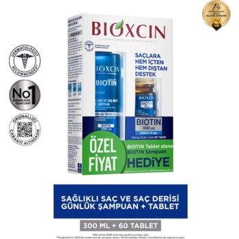 Bioxcin Biotin 5000 mg + Çinko 15 mg 60 Tablet + 300 ml Şampuan Hediyeli