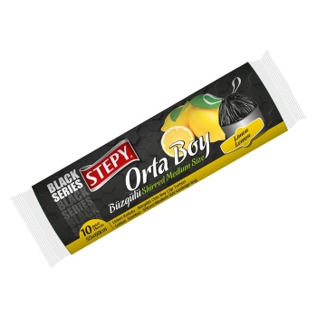 STEPY Black Seri Büzgülü Orta Boy Çöp Torbası (Limon)